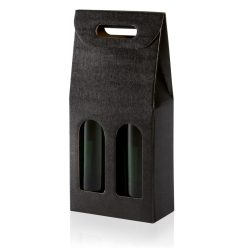 Prémium borosdoboz nyitott – 2 palackos, fekete