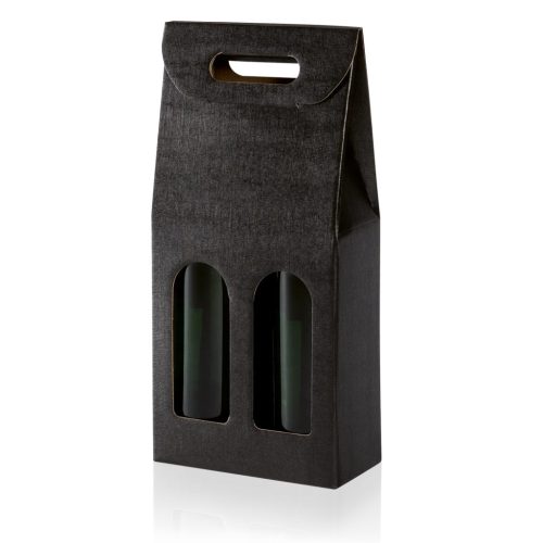 Prémium borosdoboz nyitott – 2 palackos, fekete