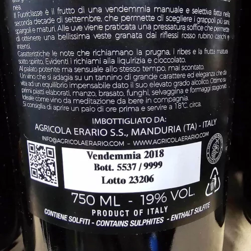 Fuoriclasse 19° Primitivo di Manduria - Erario