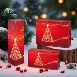 Borosdoboz karácsonyfás piros