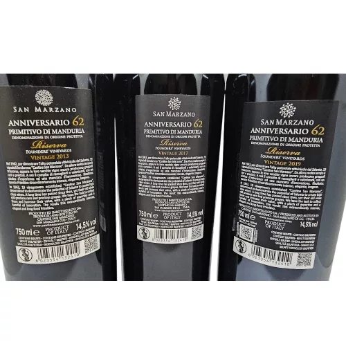 San Marzano 62 Anniversario Primitivo di Manduria Riserva – 3 évjáratos válogatás