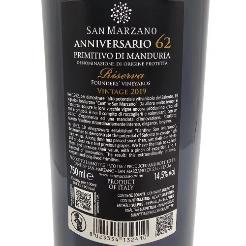 San Marzano 62 Anniversario Primitivo di Manduria Riserva – 3 évjáratos válogatás